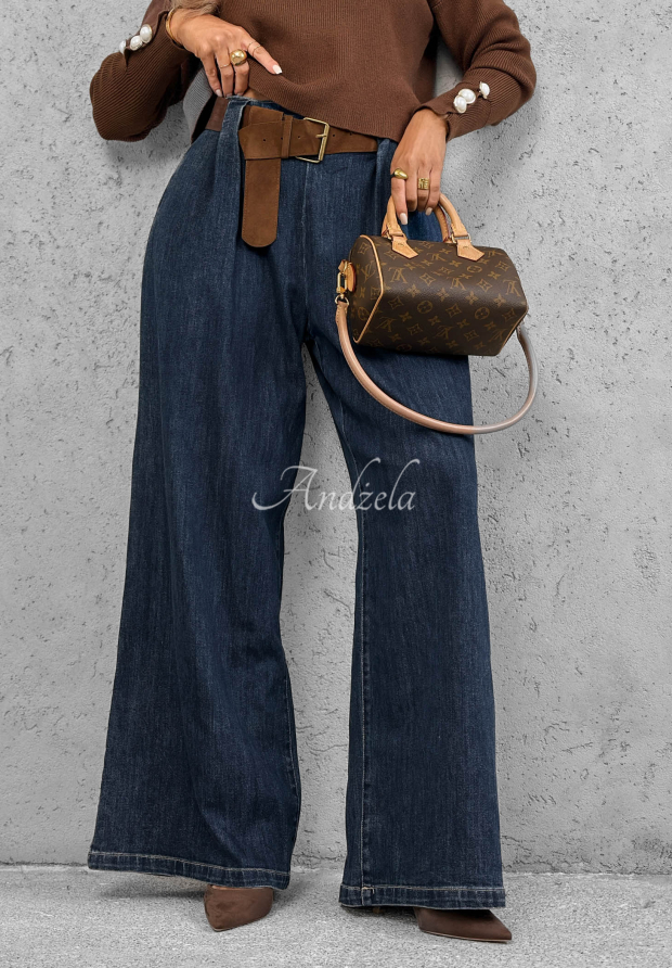 Dž&iacute;ny wide leg s p&aacute;skem Amber Chapter modr&eacute;