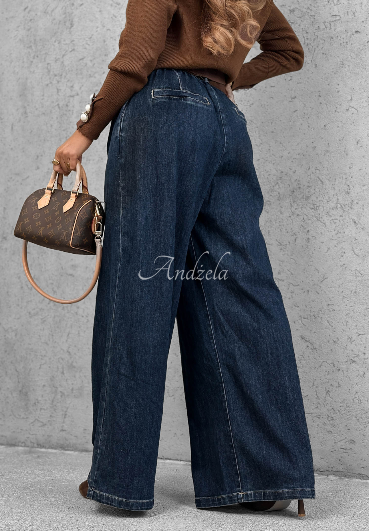 Džíny wide leg s páskem Amber Chapter modré