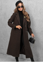 Dlouhý Kabát oversize z kołnierzem Cinnamon Street čokoládový