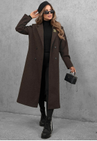 Dlouhý Kabát oversize z kołnierzem Cinnamon Street čokoládový