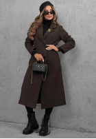 Dlouhý Kabát oversize z kołnierzem Cinnamon Street čokoládový