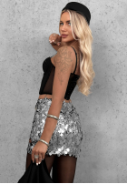 Cekinowa Sukně mini Shimmer Darling stříbrná