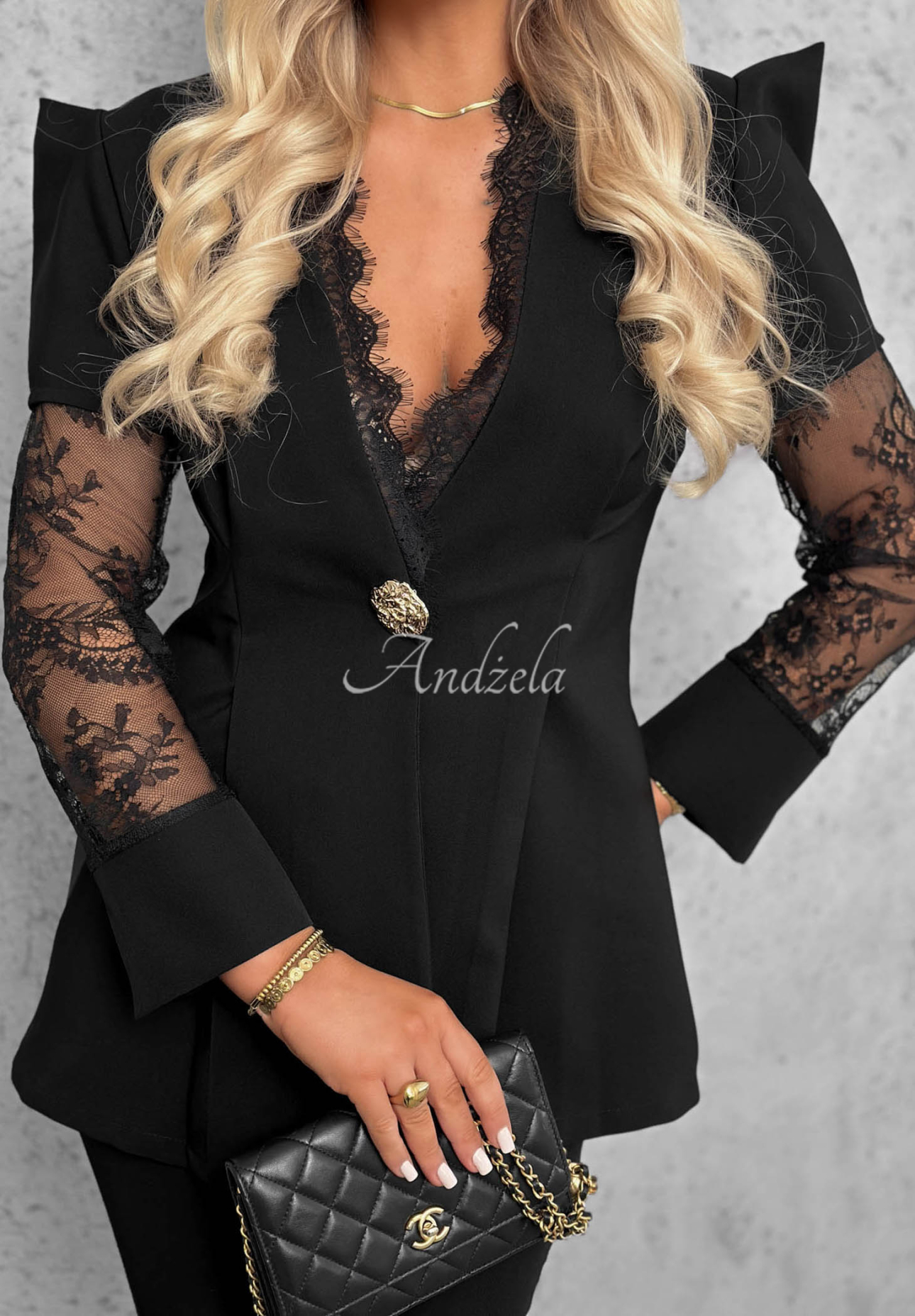 Elegantní souprava s krajkou Noir Elegance Černé