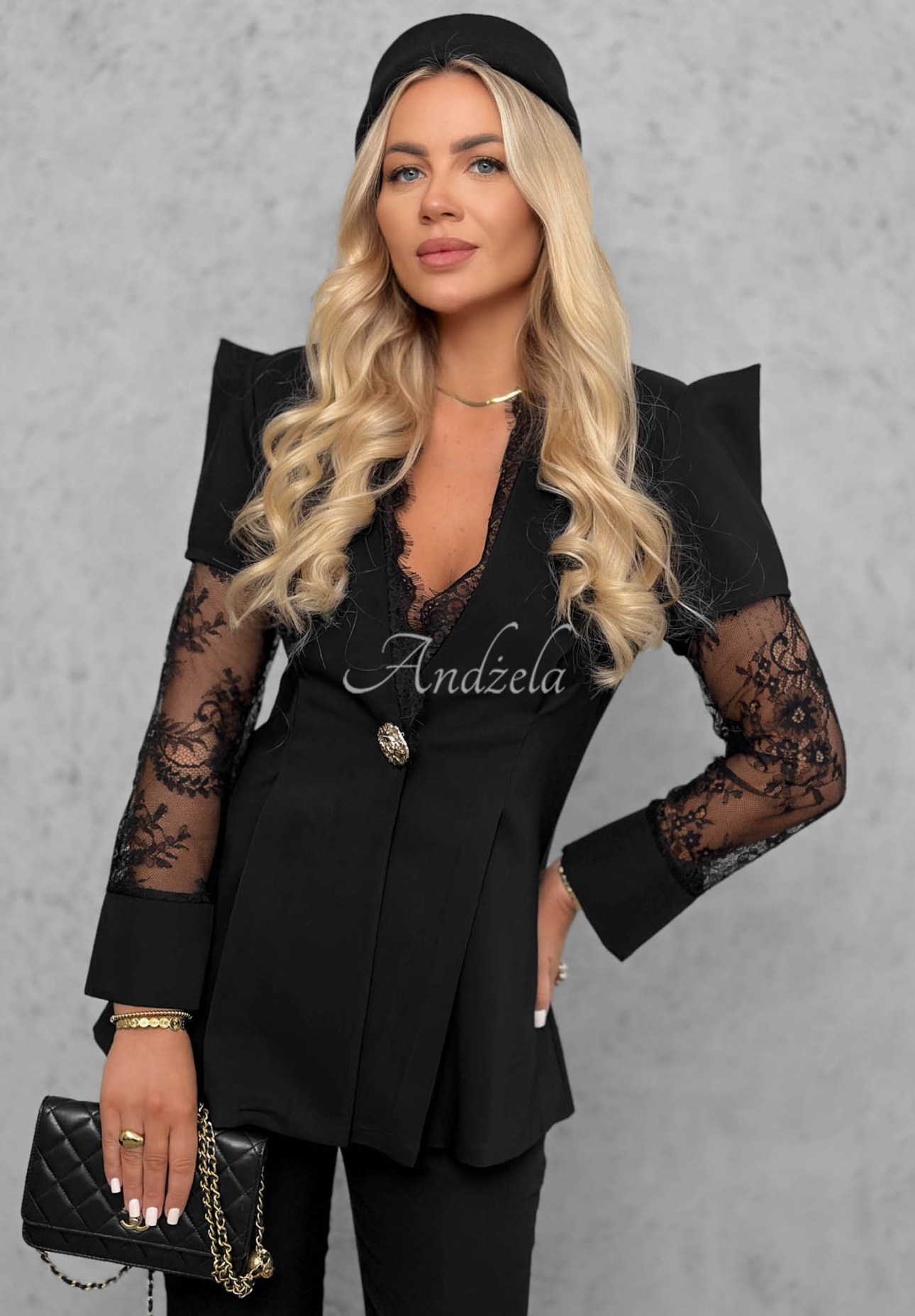 Elegantní souprava s krajkou Noir Elegance Černé