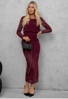 Koronkowa Šaty maxi z marszczeniami Lace Affair černá