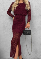 Koronkowa Šaty maxi z marszczeniami Lace Affair černá