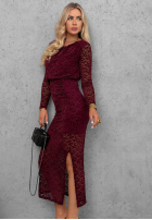 Koronkowa Šaty maxi z marszczeniami Lace Affair černá