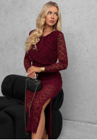 Koronkowa Šaty maxi z marszczeniami Lace Affair černá