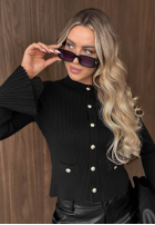 Prążkowana Halenka longsleeve dzwonek Simple Routine čokoládová