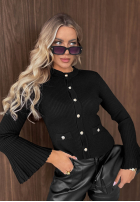 Prążkowana Halenka longsleeve dzwonek Simple Routine čokoládová