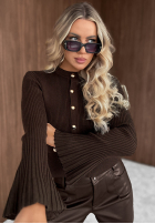 Prążkowana Halenka longsleeve dzwonek Simple Routine čokoládová