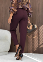 Eleganckie Kalhoty Cigaretky  z guzikami Gentle Elegance vínové