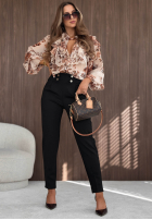 Eleganckie Kalhoty Cigaretky  z guzikami Gentle Elegance vínové