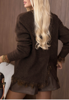 Svetr oversize z koronką Cozy Softness čokoládový