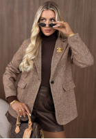 Sako oversize w jodełkę Femme Authority béžová