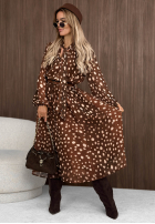 Šaty maxi z wiązaniem w łatki Sunday Muse velbloudí
