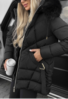 Długa Prošívaná Bunda z futerkiem Snow Babe béžová