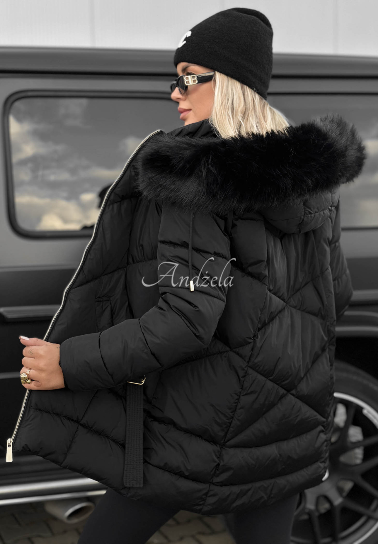 Prošívaná bunda s kožešinkou Snow Babe černá