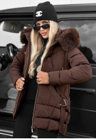 Długa Prošívaná Bunda z futerkiem Snow Babe béžová