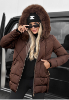 Długa Prošívaná Bunda z futerkiem Snow Babe béžová