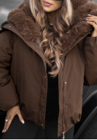 Bunda parka s kapucí i futerkiem Pine Path čokoládová