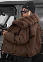 Bunda parka s kapucí i futerkiem Pine Path čokoládová