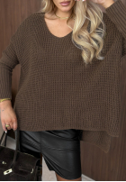 Asymetryczny Svetr oversize Amber Knit Mokka