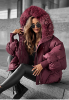 Prošívaná Bunda s kapucí Look Again vínová