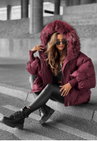 Prošívaná Bunda s kapucí Look Again vínová
