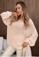 Miękki Svetr oversize z wełną i wiskozą Sugar Babe pudrová růžová