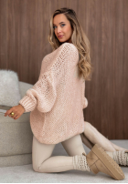 Miękki Svetr oversize z wełną i wiskozą Sugar Babe pudrová růžová