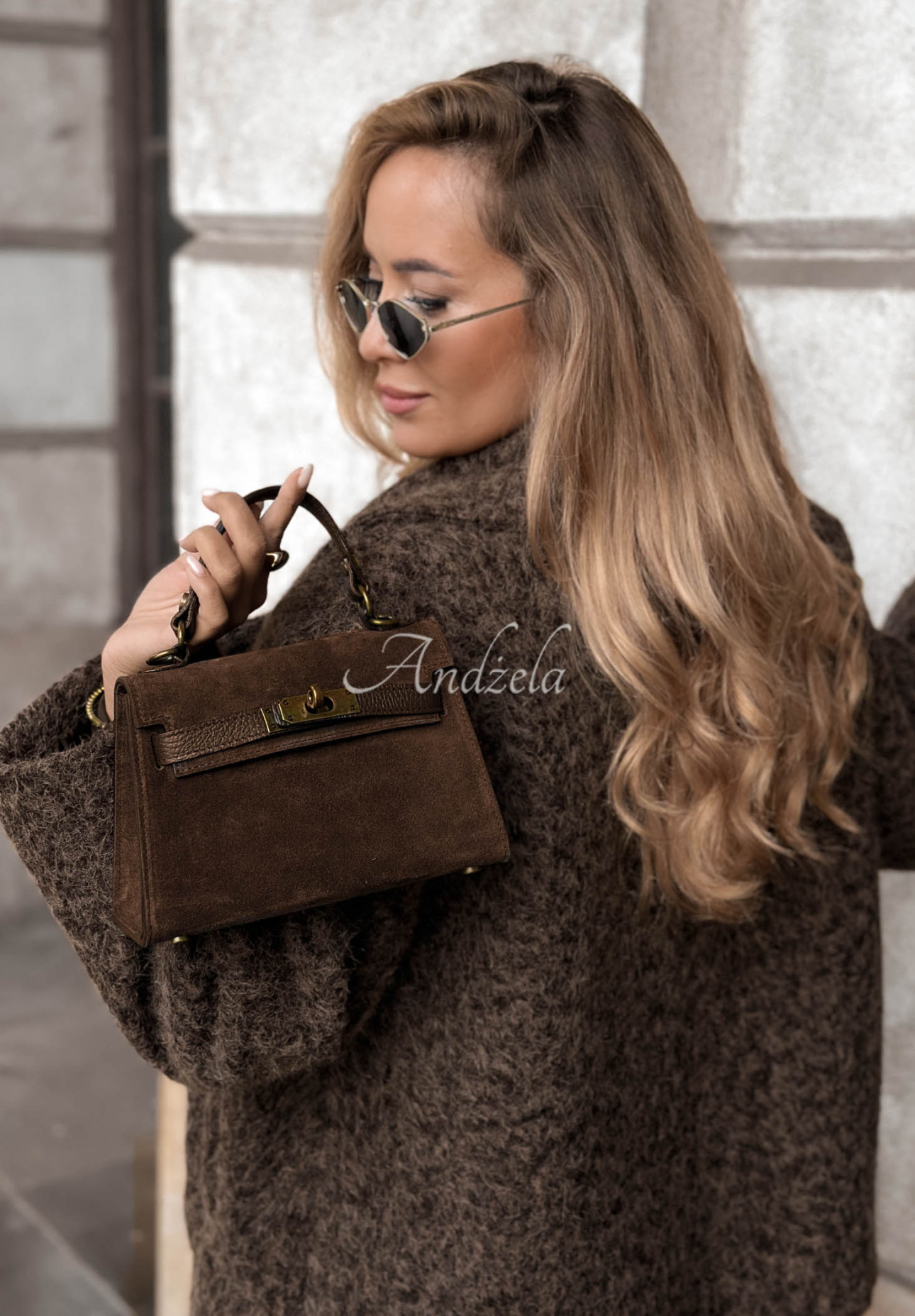 Semišová kabelka s uchem Mellow Season velbloudí
