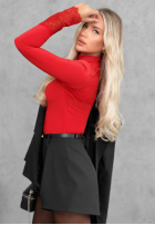 Body longsleeve z półgolfem i koronką October Kiss černé