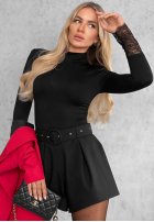 Body longsleeve z półgolfem i koronką October Kiss černé