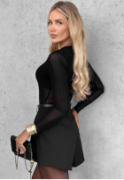 Błyszczące body longsleeve Little Shimmer černé
