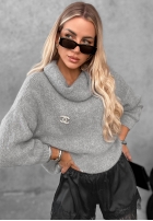 Miękki Svetr oversize z golfem Lovely Cute červený