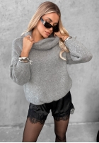 Miękki Svetr oversize z golfem Lovely Cute červený