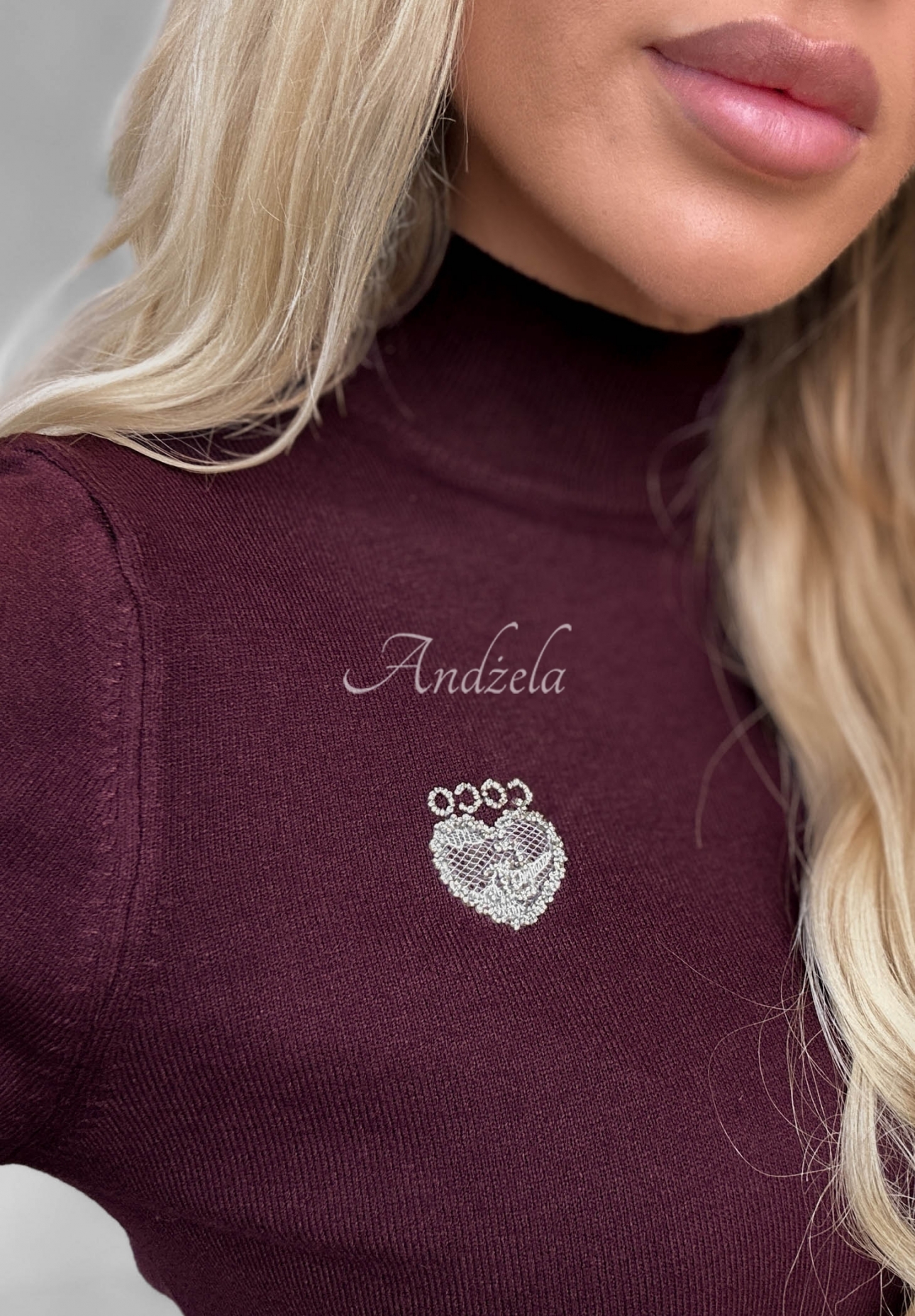 Měkký viskózový svetr se stojáčkem Simple Knit borůvkový