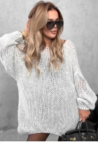 Měkký oversize svetr s vlnou a viskózou Sugar Babe šedý