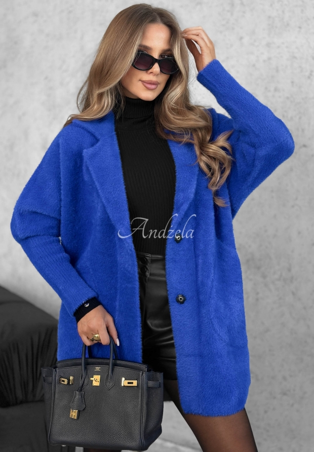 Kab&aacute;t alpaka oversize Royal kobaltov&yacute;