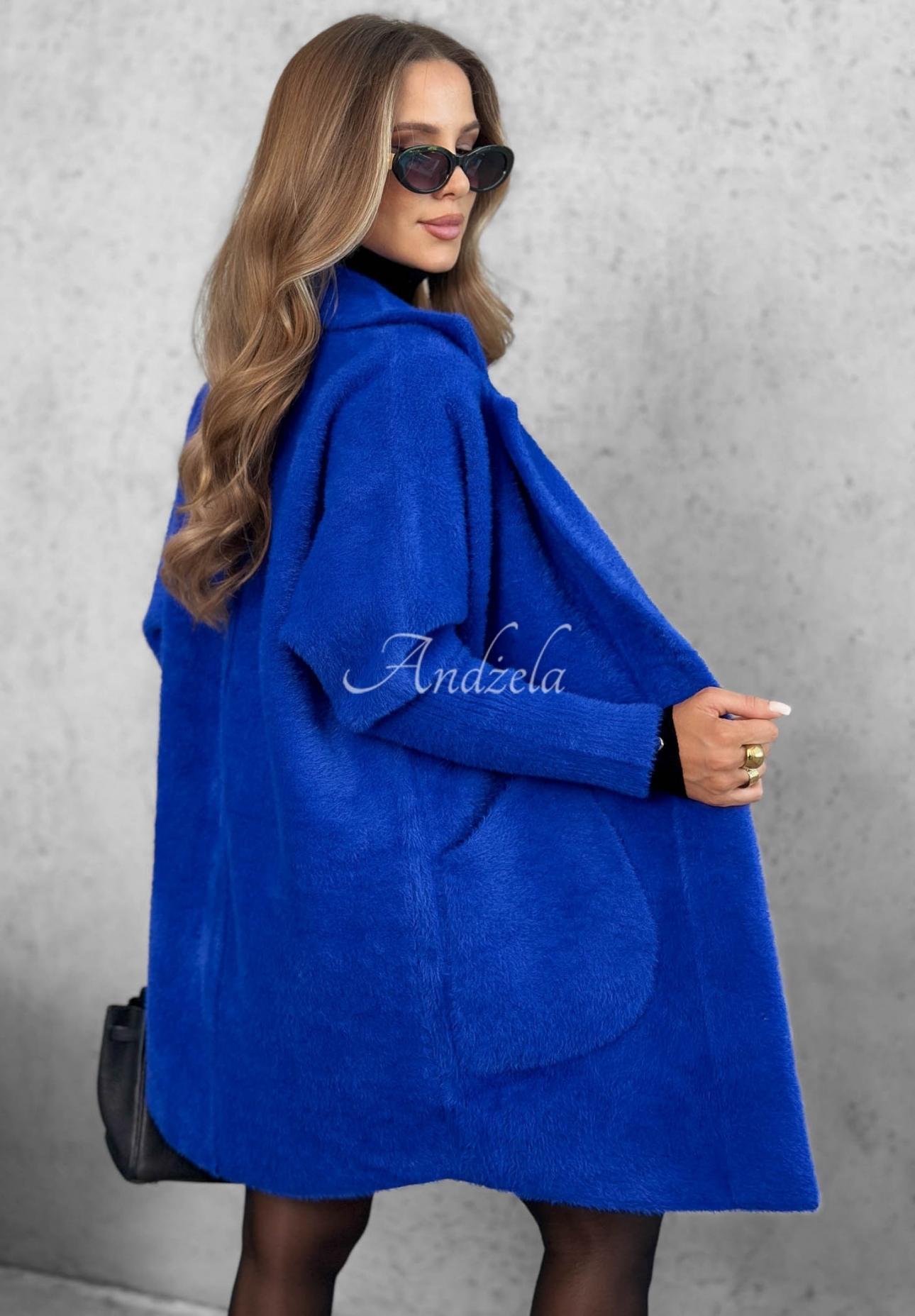 Kabát alpaka oversize Royal kobaltový