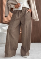 materiálové Kalhoty wide leg z przeszyciami Warm Coffee šedé