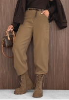 semišové Kalhoty mom fit z paskiem Lucky Fall čokoládové