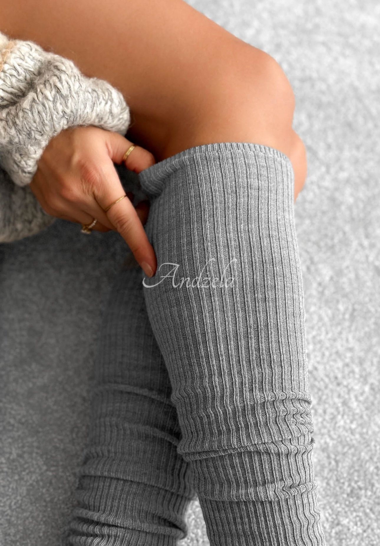 Žebrované nadkolenky s merino vlnou Pretty Legs šedé