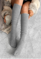 Prążkowane podkolanówki z wełną merino Pretty Legs Mokka