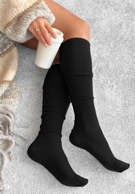 Žebrované nadkolenky s merino vlnou Pretty Legs černé
