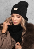 Souprava Čepice i szalik z kożuszkiem Winter Lady Černé