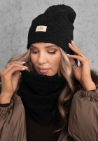 Souprava Čepice i szalik z kożuszkiem Winter Lady Černé