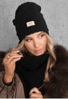 Souprava Čepice i szalik z kożuszkiem Winter Lady Černé
