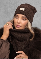 Souprava Čepice i szalik z kożuszkiem Winter Lady Černé